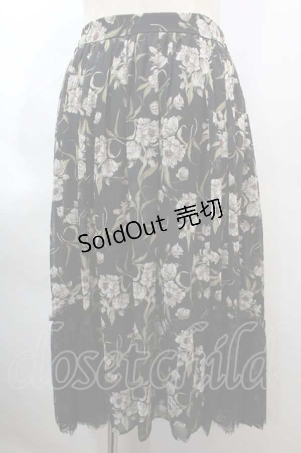 画像1: axes femme / 花柄レース使いスカート M 黒 Y-24-08-07-154-AX-SK-SZ-ZT234 (1)