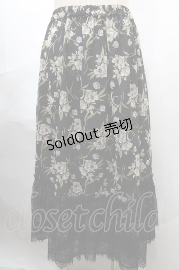 画像2: axes femme / 花柄レース使いスカート M 黒 Y-24-08-07-154-AX-SK-SZ-ZT234 (2)