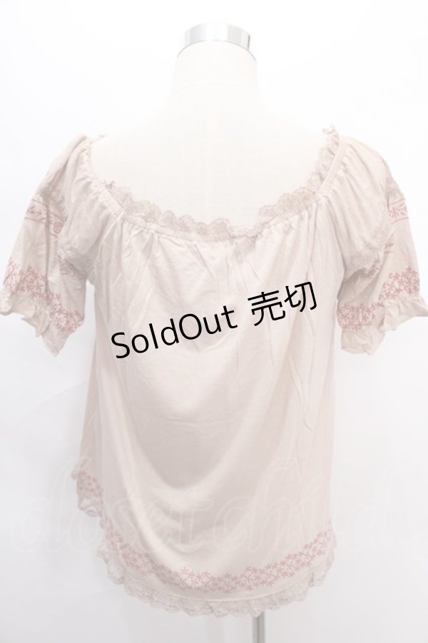 画像2: axes femme / 刺繍プリントレースアッププルオーバー M アワピンク Y-24-08-10-078-AX-TO-SZ-ZT417 (2)