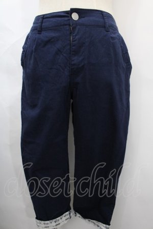 画像: axes femme / 裾レース折パンツ M 紺 Y-24-08-10-159-AX-PA-SZ-ZI