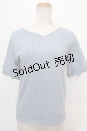 画像: axes femme / バックレースアップリブプルオーバー M ブルー Y-24-08-28-027-AX-TO-SZ-ZT368