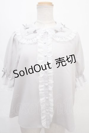 画像: axes femme kawaii / プチリボン半袖ブラウス M グレー Y-24-09-02-014-AX-BL-SZ-ZT427