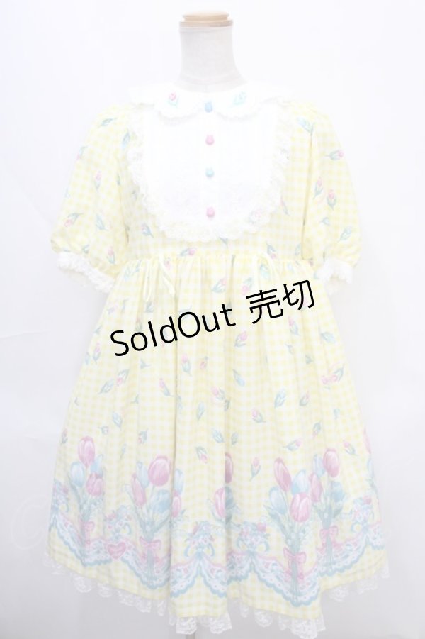画像1: Angelic Pretty / Tulip Bouquetワンピース  イエロー Y-24-09-12-092-AP-OP-SZ-ZY (1)