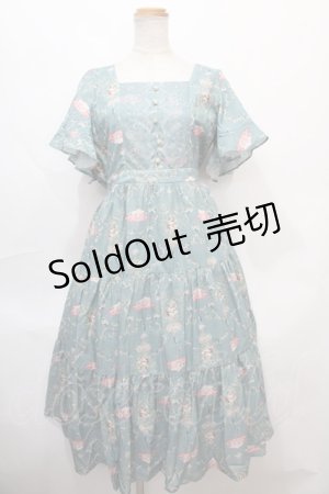 画像: axes femme / レーヌローズ柄ワンピース M ミント Y-24-09-12-109-AX-OP-SZ-ZT196
