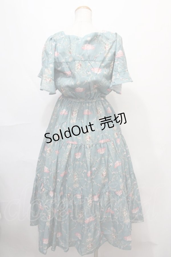画像2: axes femme / レーヌローズ柄ワンピース M ミント Y-24-09-12-109-AX-OP-SZ-ZT196 (2)