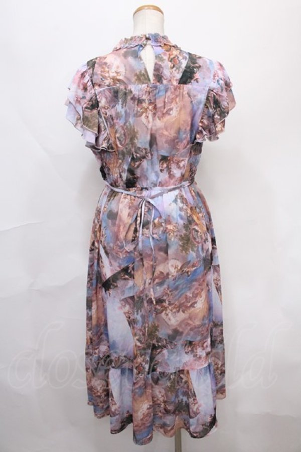 画像2: axes femme Nostalgic / 天使柄シャーリングワンピース F ラベンダー Y-24-09-15-072-LO-OP-SZ-ZT164 (2)