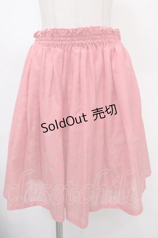 画像1: Jane Marple / クラウンレースプリントのスカート M ピンク Y-24-09-15-106-JM-SK-SZ-ZT354 (1)