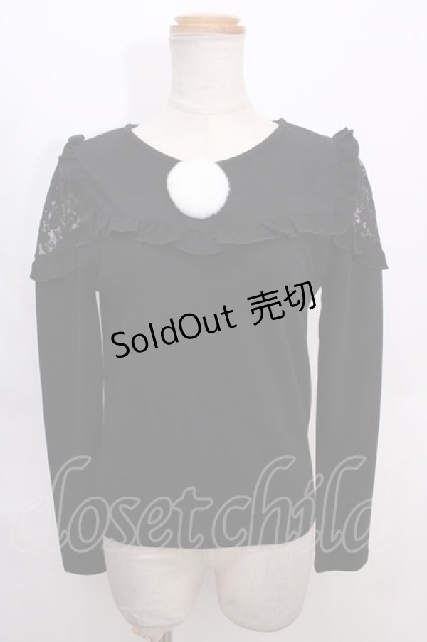 画像1: 【SALE】Honey Cinnamon / 肩レースポンポントップス F 黒 Y-24-09-18-068-LO-TO-SZ-ZT275 (1)