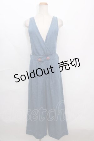 画像: an another angelus /ローズボタンサロペット  青 Y-24-09-18-098-CA-OP-AS-ZY
