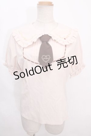 画像: axes femme POETIQUE / レトロ喫茶刺繍パフ袖ブラウス M ピンク Y-24-09-25-075-AX-BL-SZ-ZT350