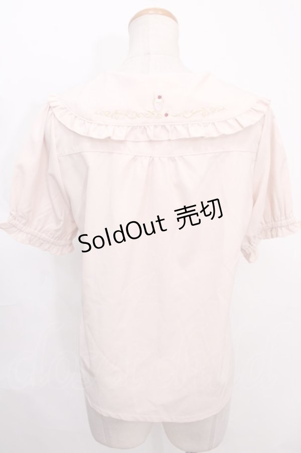 画像2: axes femme POETIQUE / レトロ喫茶刺繍パフ袖ブラウス M ピンク Y-24-09-25-075-AX-BL-SZ-ZT350 (2)