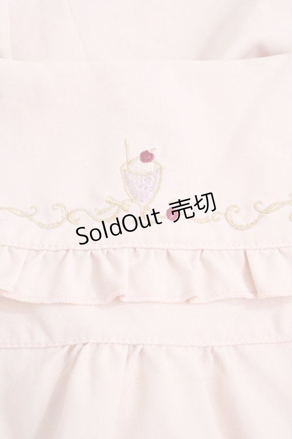 画像3: axes femme POETIQUE / レトロ喫茶刺繍パフ袖ブラウス M ピンク Y-24-09-25-075-AX-BL-SZ-ZT350 (3)