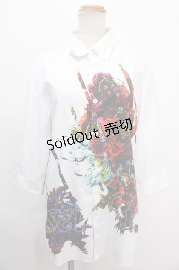 画像1: CIVARIZE / マルチカラーフラワープリント6分袖シャツ/花柄シャツ 46 ホワイト Y-24-10-05-022-GO-BL-SZ-ZS (1)