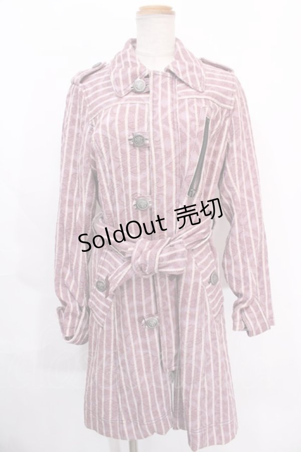 画像1: 【SALE】ALGONQUINS / ファーカラー付ジャガードコート F パープル Y-24-10-19-199-AL-CO-SZ-ZT-C041 (1)