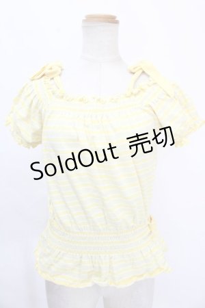 画像: 【SALE】LIZ LISA / オフショルボーダートップス 0 イエロー Y-24-10-21-019-LO-TO-SZ-ZT350