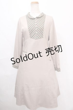 画像: F i.n.t / チェックヨーク切替ワンピース F ベージュ×ブラウン Y-24-10-31-130-CA-OP-SZ-ZT440