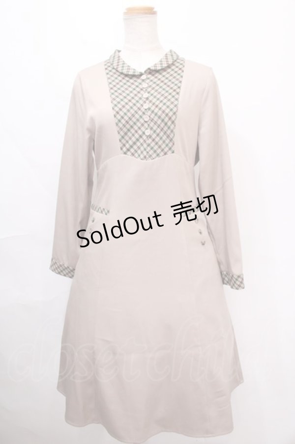 画像1: F i.n.t / チェックヨーク切替ワンピース F ベージュ×ブラウン Y-24-10-31-130-CA-OP-SZ-ZT440 (1)