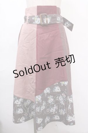 画像: 【SALE】axes femme / パッチワークスカート M アカ Y-24-10-31-155-AX-SK-SZ-ZT175