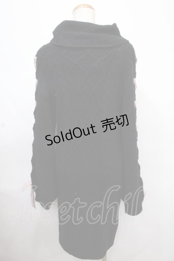 画像2: Ank Rouge / スピンドルリボンニットワンピース M ブラック Y-24-11-06-079-CA-OP-SZ-ZT191 (2)