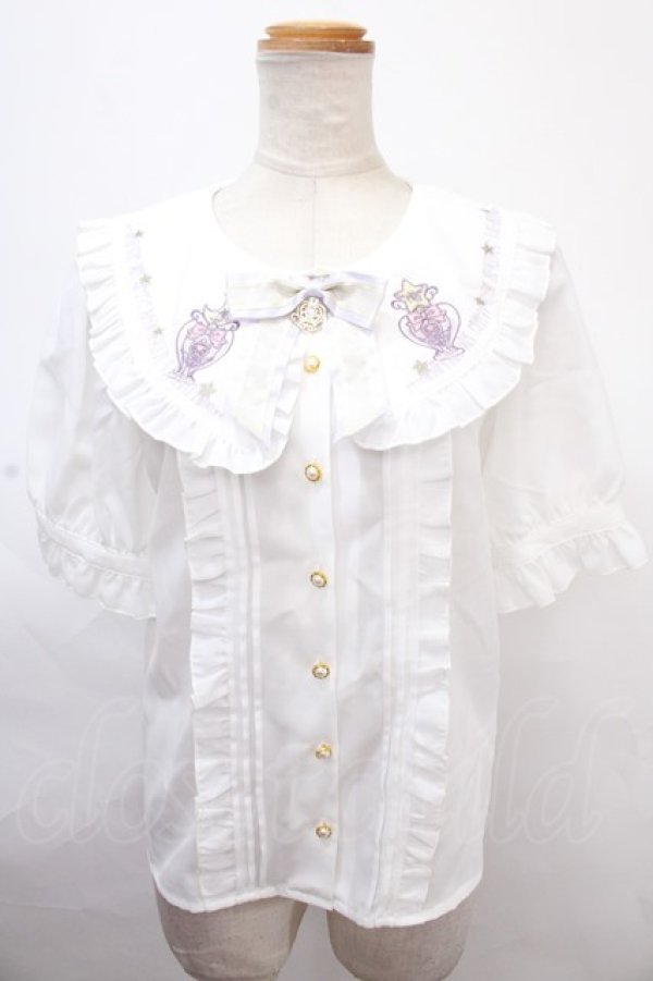画像1: Amavel / Magical Cosmic Cosmeticフリルブラウス  オフ×ラベンダー Y-24-11-09-007-CA-BL-SZ-ZS (1)