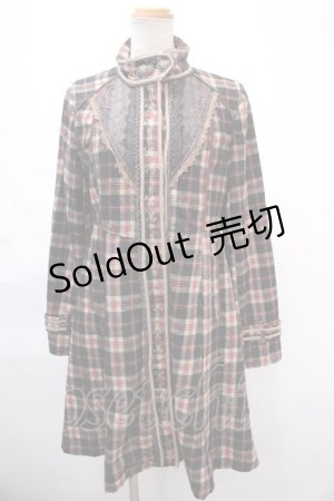 画像: 【SALE】Ozz Croce / チェックZIPアップロングジャケット - 黒ｘ赤 Y-24-11-13-052-OO-JA-SZ-ZT318