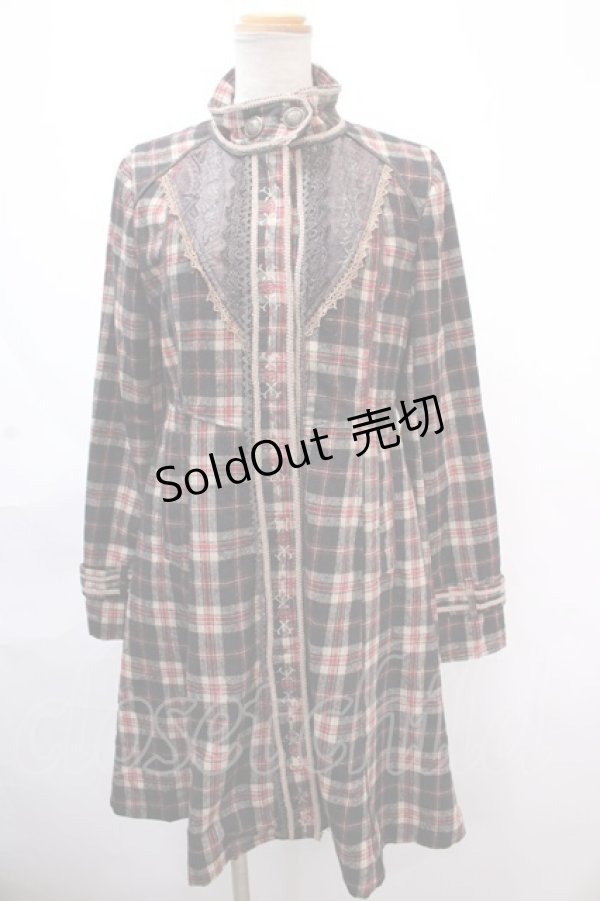 画像1: 【SALE】Ozz Croce / チェックZIPアップロングジャケット - 黒ｘ赤 Y-24-11-13-052-OO-JA-SZ-ZT318 (1)