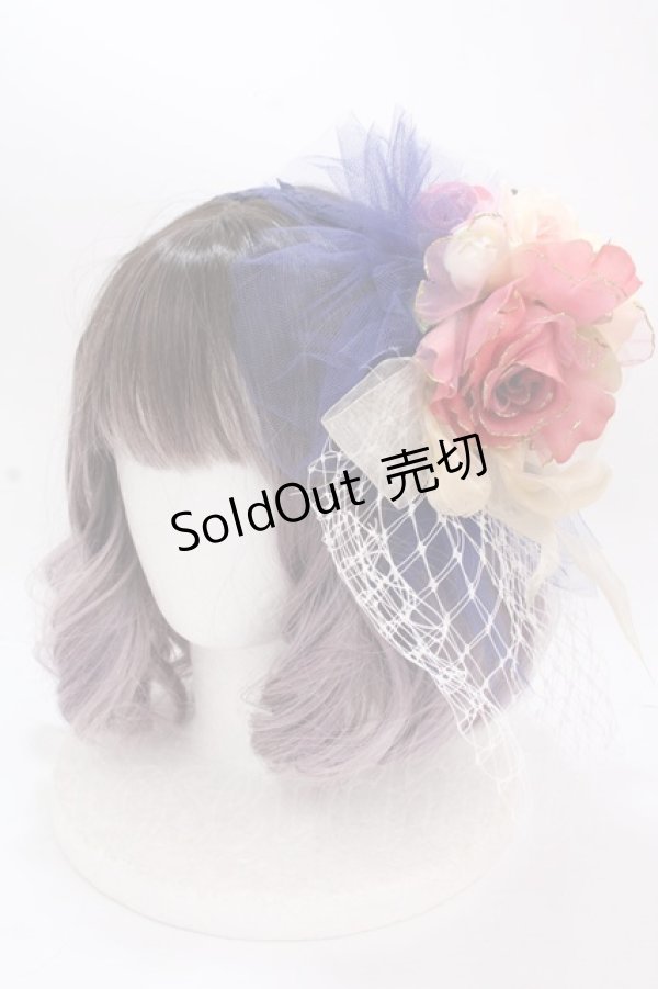 画像1: Angelic Pretty / Classic Rose Dollカチューシャ  ネイビー Y-24-11-18-076-AP-AC-SZ-ZY (1)