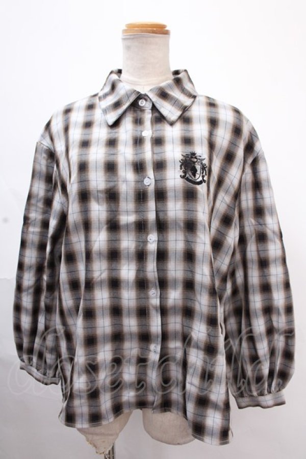 画像1: NieR Clothing / チェックシャツ F グレー Y-24-11-18-142-PU-BL-SZ-ZT315 (1)
