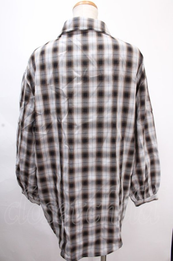 画像2: NieR Clothing / チェックシャツ F グレー Y-24-11-18-142-PU-BL-SZ-ZT315 (2)
