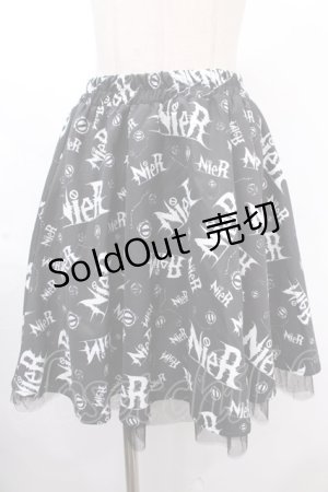 画像: NieR Clothing / 転写ミニスカート  黒×白 Y-24-11-18-191-PU-SK-SZ-ZY