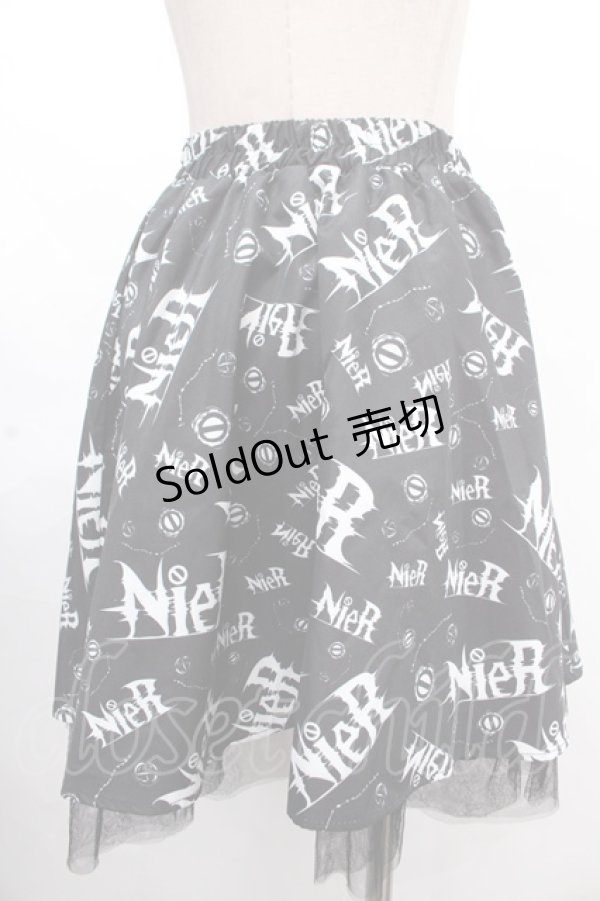 画像2: NieR Clothing / 転写ミニスカート  黒×白 Y-24-11-18-191-PU-SK-SZ-ZY (2)