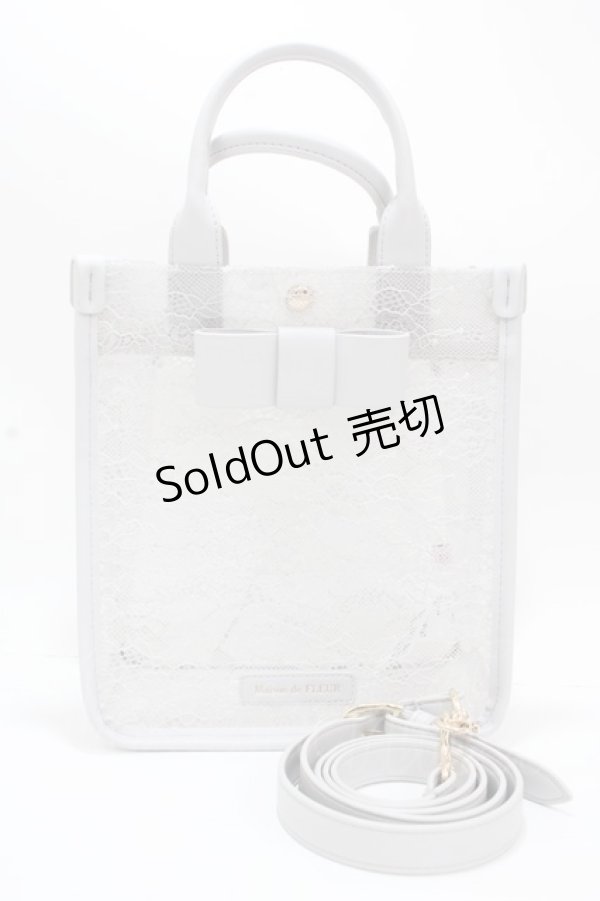 画像1: Maison de FLEUR / EC限定レースクリア2Wayトートバッグ F グレー Y-24-11-18-059-LO-BG-SZ-ZI (1)