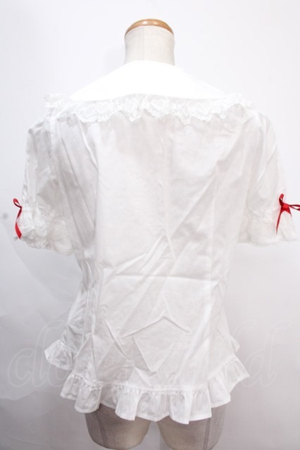 画像2: Angelic Pretty / ハートレース半袖ブラウス  シロ×アカ Y-24-11-25-051-AP-BL-SZ-ZS (2)