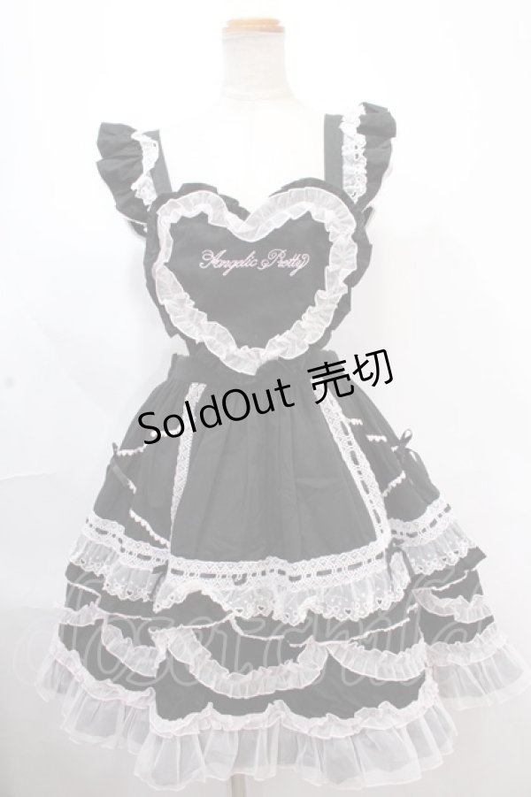 Angelic Pretty / Heart胸あて付スカート(無地) 黒 Y-24-11-25 Angelic Pretty / Heart胸あて付スカート(無地) 黒 Y-24-11-25