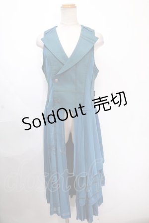 画像: Ozz conte / プリントメッシュ切替ロングベスト  グリーン Y-24-11-30-102-OO-TO-SZ-ZS