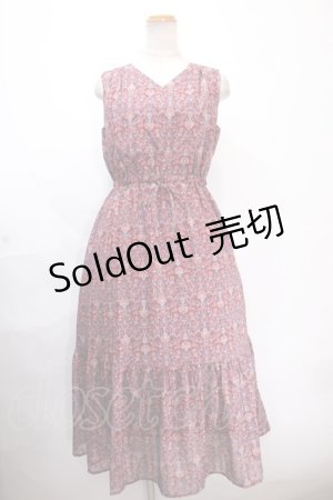 画像: axes femme / オリエンタルフラワー柄ワンピース F 赤 Y-24-11-30-113-AX-OP-SZ-ZI