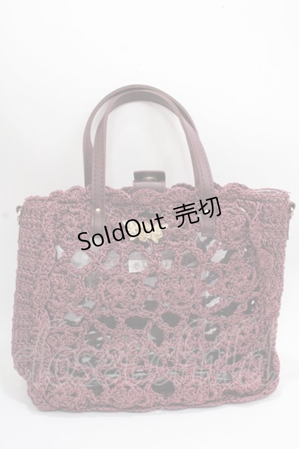 画像1: axes femme / クロシェ風2WAYミニバッグ  ワイン Y-24-11-30-024-AX-BG-SZ-ZT-K010 (1)