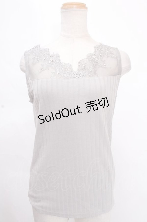 画像1: axes femme / 繊細レースタンク M グレー Y-24-12-05-069-AX-TO-SZ-ZI (1)
