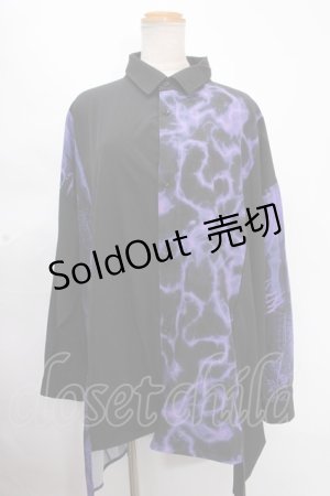 画像: REFLEM / 切換えワイドシャツ/オーバーサイズシャツ F ブラック×パープル Y-24-12-05-092-PU-TS-SZ-ZY