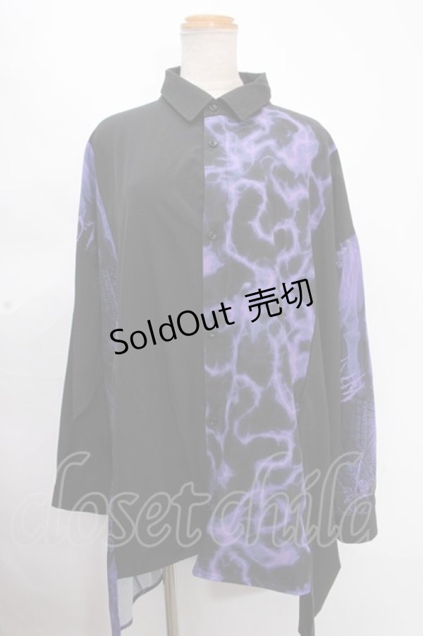 画像1: REFLEM / 切換えワイドシャツ/オーバーサイズシャツ F ブラック×パープル Y-24-12-05-092-PU-TS-SZ-ZY (1)