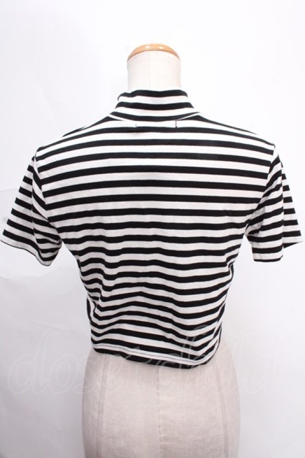 画像2: REFLEM / ハイネッククロップドTシャツ F ブラック×ホワイト Y-24-12-05-093-PU-TO-SZ-ZS (2)