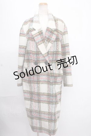 画像: 【SALE】Candy Stripper / SHAGGY TARTAN CHECK CHESTER FIELDコート  白 Y-24-12-05-156-PU-CO-AS-ZT-C049