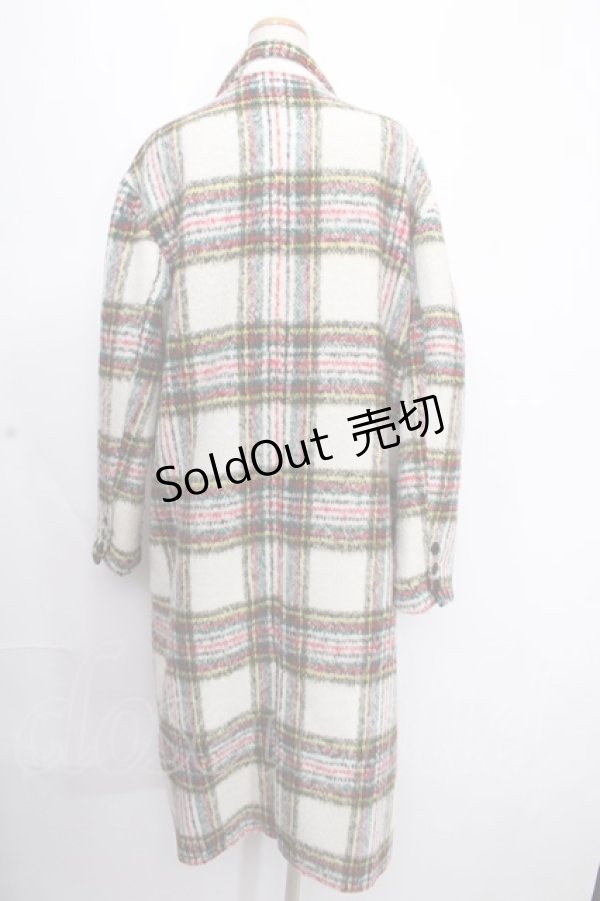 画像2: 【SALE】Candy Stripper / SHAGGY TARTAN CHECK CHESTER FIELDコート  白 Y-24-12-05-156-PU-CO-AS-ZT-C049 (2)