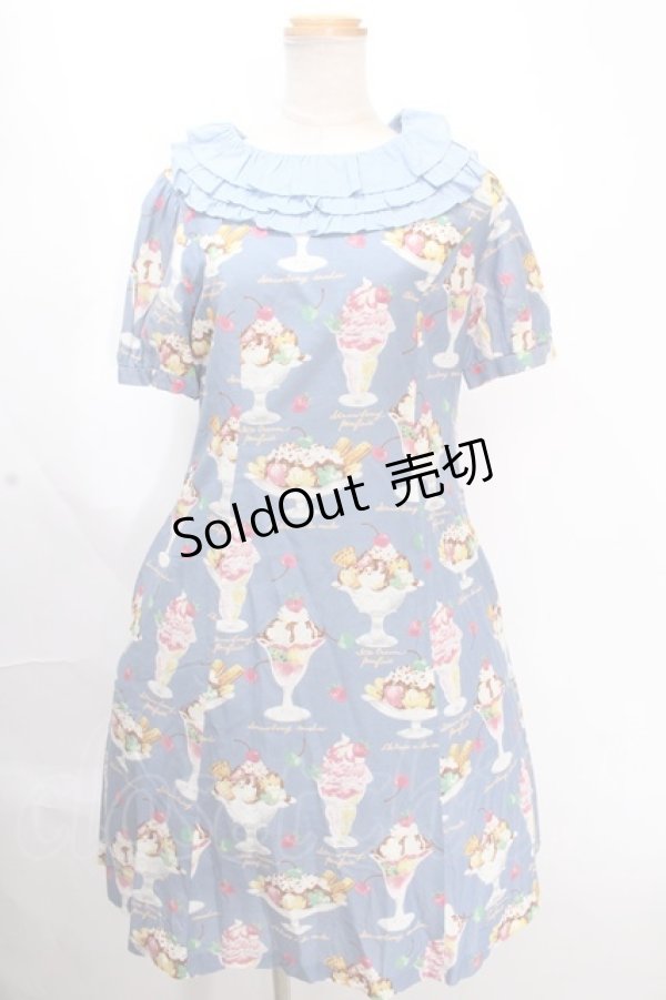 画像1: Jane Marple /Sweet & Coolフリルカラーワンピース  ブルーグレイ Y-24-12-09-053-JM-OP-SZ-ZI (1)