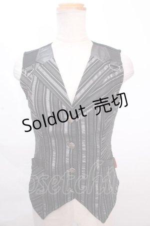 画像: Ozz On / ストライプ×龍ジャガードサテンベスト  黒 Y-24-12-12-055-OO-TO-SZ-ZS