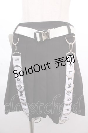 画像: REFLEM / Dカンロゴテープサスペンダー付きプリーツスカート M ブラック Y-24-12-12-141-PU-SK-SZ-ZS