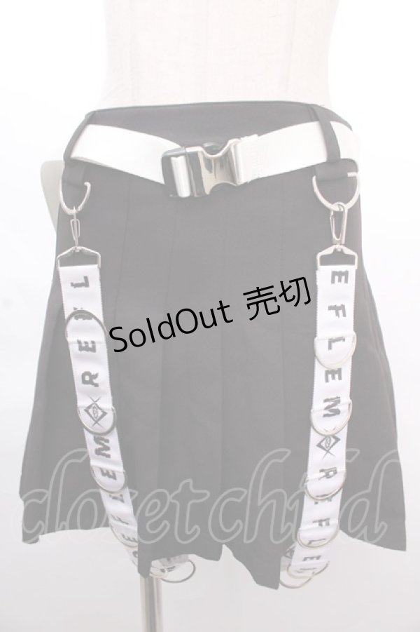 画像1: REFLEM / Dカンロゴテープサスペンダー付きプリーツスカート M ブラック Y-24-12-12-141-PU-SK-SZ-ZS (1)