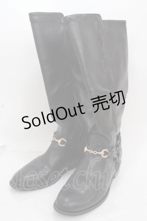 画像: axes femme / 刺繍ジョッキーブーツ L 黒 Y-24-12-13-058-AX-SH-SZ-ZY