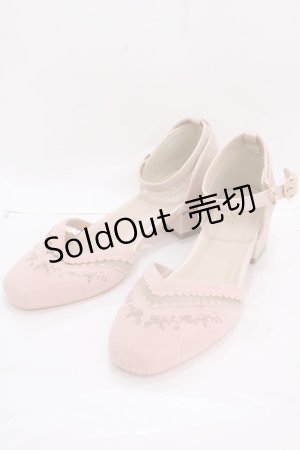 画像: axes femme / 刺繍入りセパレートパンプス M ピンク Y-24-12-13-064-AX-SH-SZ-ZY