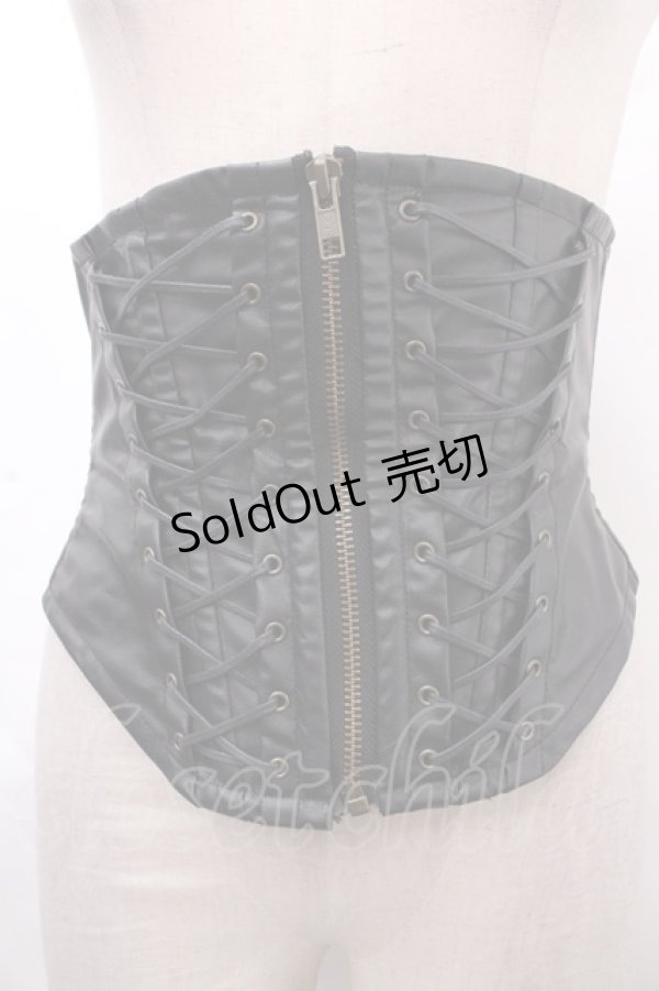 画像1: Na+H / BONEコルセット(ショート/合皮)  黒 Y-24-12-15-087-PU-TO-SZ-ZY (1)